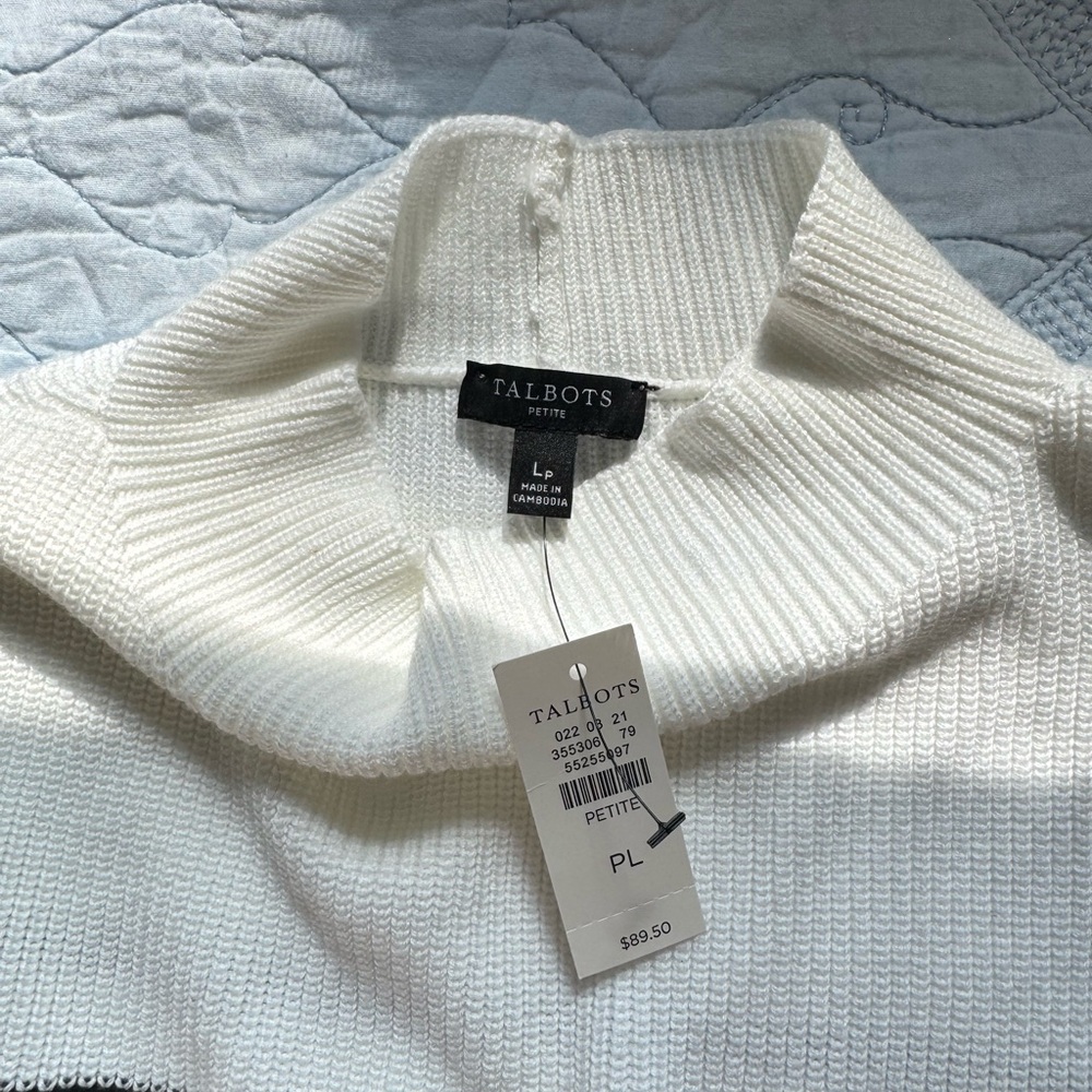Talbots Cream Ribbed Sweater - Picture 6 of 9